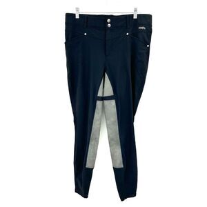 KERRITS Women's Black Gray Equestrian Crossover II Full Seat Breeches Size XL